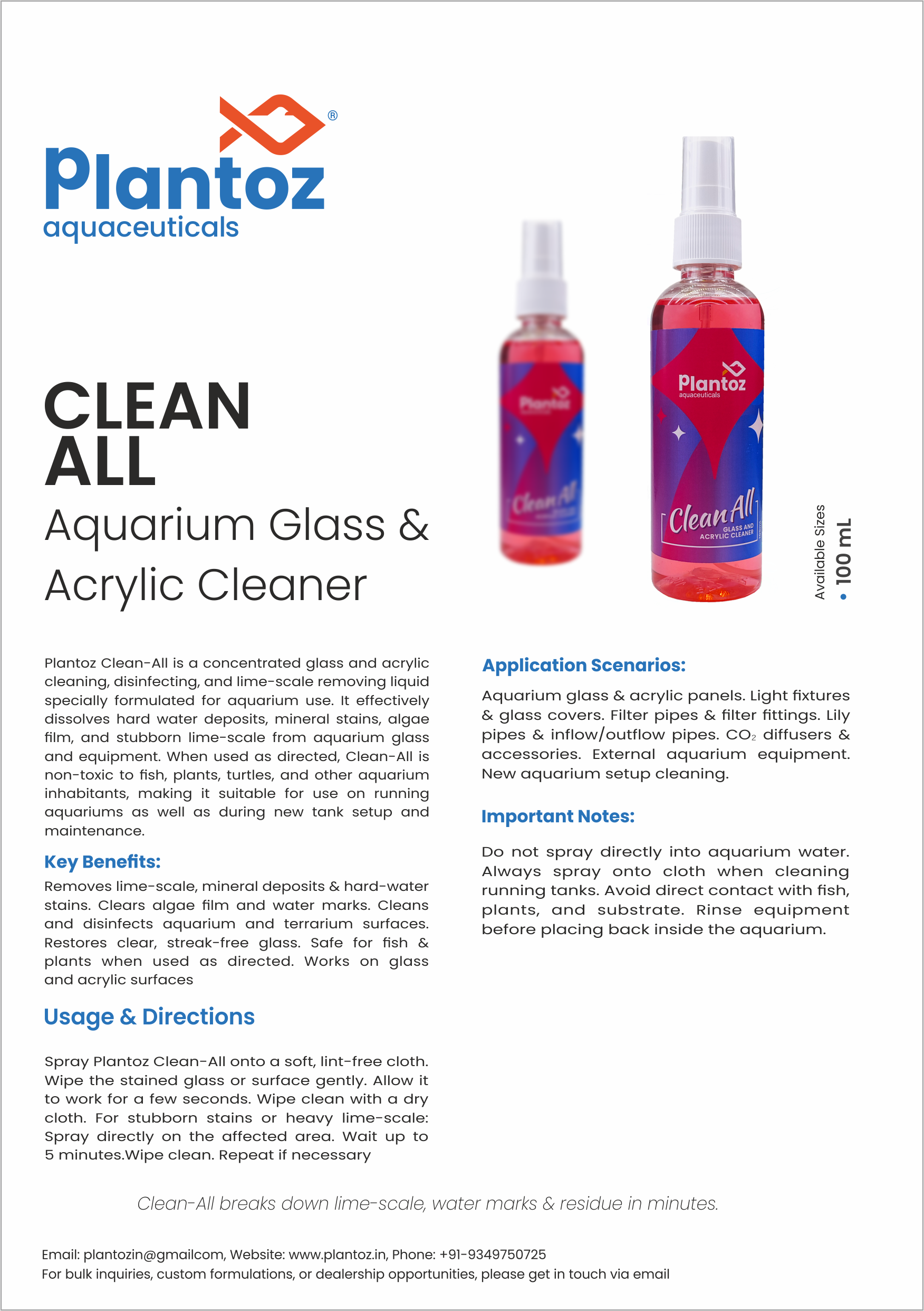 CLEAN ALL GLASS CLEANING SPRAY